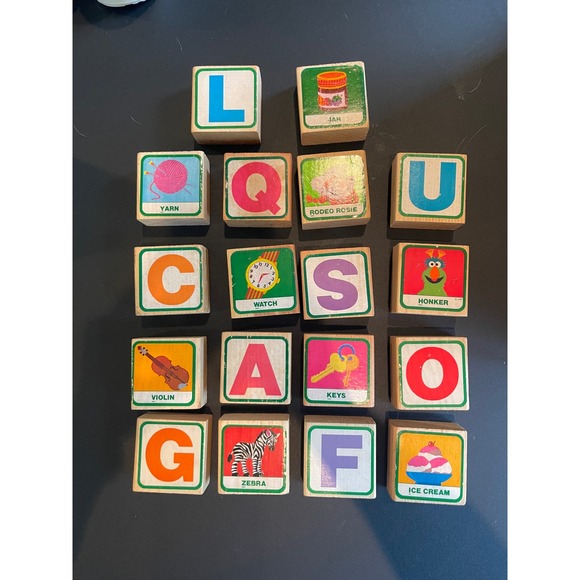 Sesame Street ABC Picture Wood Blocks Tootsietoy Vintage‎ Alphabet Toy - Picture 3 of 6
